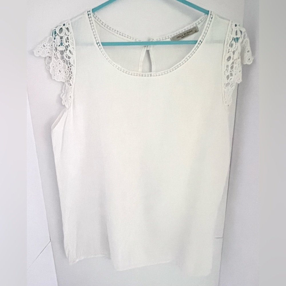 Beautiful Italian Linen and Lace Top, L, Made in Italy